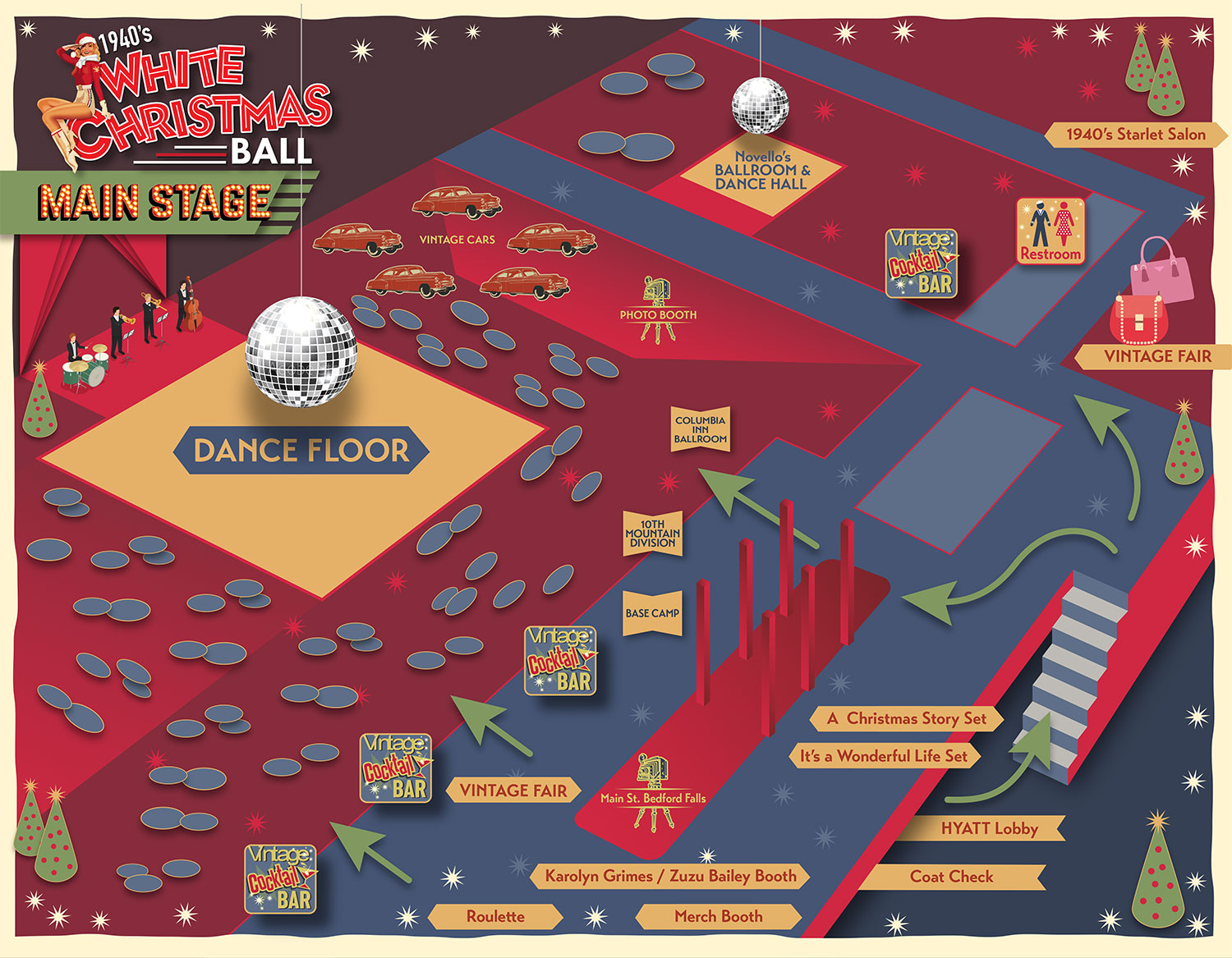 1940s White Christmas Ball Event Map